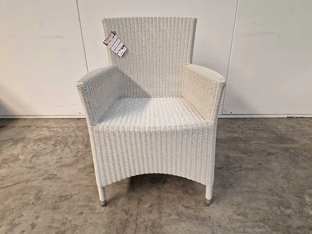 6 x luxury lounge wickerzetel met armleuning ronde draad wit - afbeelding 2 van  9