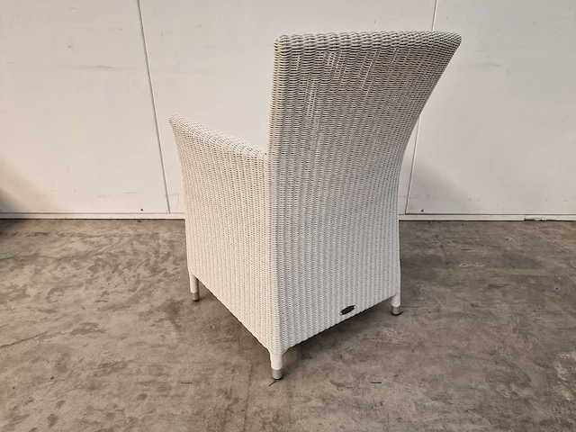 6 x luxury lounge wickerzetel met armleuning ronde draad wit - afbeelding 3 van  9