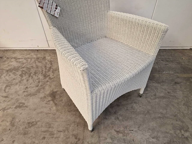 6 x luxury lounge wickerzetel met armleuning ronde draad wit - afbeelding 4 van  9