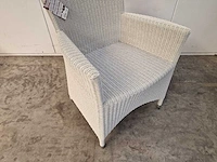 6 x luxury lounge wickerzetel met armleuning ronde draad wit - afbeelding 4 van  9