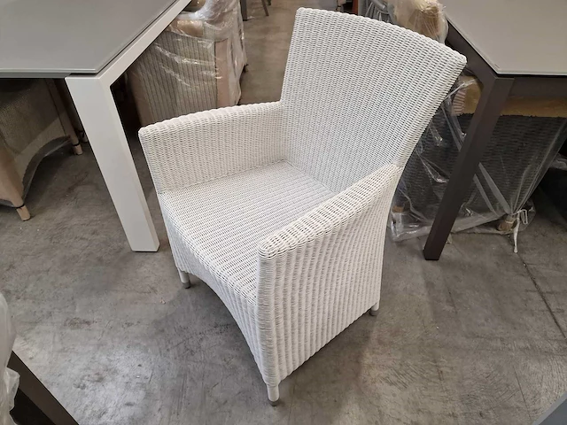 6 x luxury lounge wickerzetel met armleuning ronde draad wit - afbeelding 6 van  9