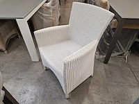 6 x luxury lounge wickerzetel met armleuning ronde draad wit - afbeelding 6 van  9