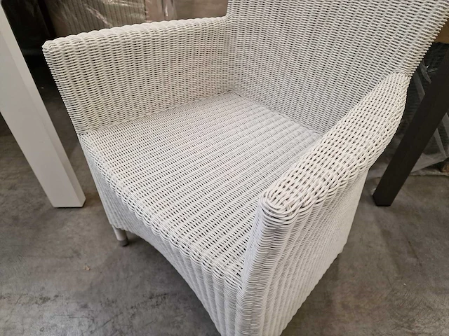 6 x luxury lounge wickerzetel met armleuning ronde draad wit - afbeelding 9 van  9