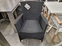 6 x luxury lounge wickerzetel met armleuning ronde draad zwart - afbeelding 2 van  9