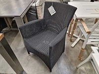 6 x luxury lounge wickerzetel met armleuning ronde draad zwart - afbeelding 3 van  9