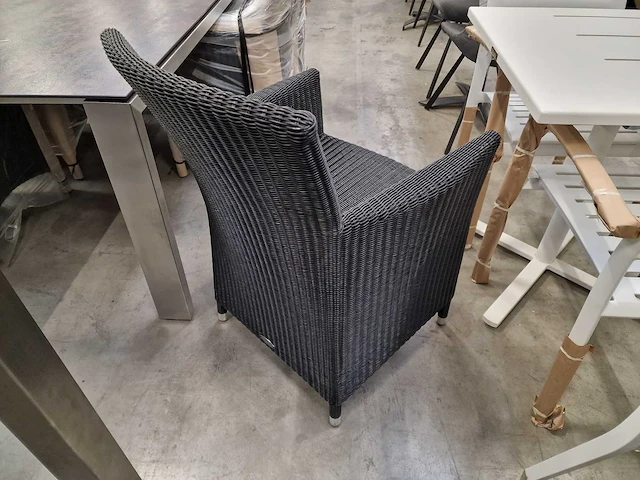 6 x luxury lounge wickerzetel met armleuning ronde draad zwart - afbeelding 4 van  9