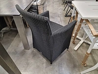 6 x luxury lounge wickerzetel met armleuning ronde draad zwart - afbeelding 4 van  9
