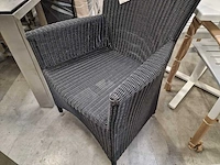 6 x luxury lounge wickerzetel met armleuning ronde draad zwart - afbeelding 5 van  9
