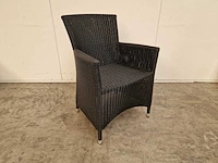 6 x luxury lounge wickerzetel met armleuning ronde draad zwart - afbeelding 6 van  9