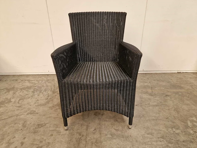 6 x luxury lounge wickerzetel met armleuning ronde draad zwart - afbeelding 7 van  9