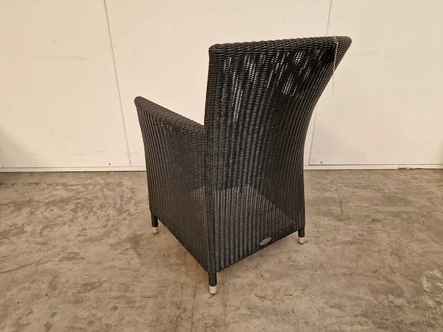 6 x luxury lounge wickerzetel met armleuning ronde draad zwart - afbeelding 8 van  9