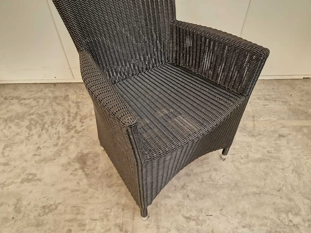 6 x luxury lounge wickerzetel met armleuning ronde draad zwart - afbeelding 9 van  9