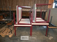 6 x metalen tafel met houten blad - afbeelding 1 van  5