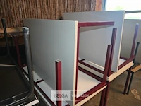 6 x metalen tafel met houten blad - afbeelding 2 van  5