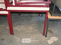 6 x metalen tafel met houten blad - afbeelding 3 van  5