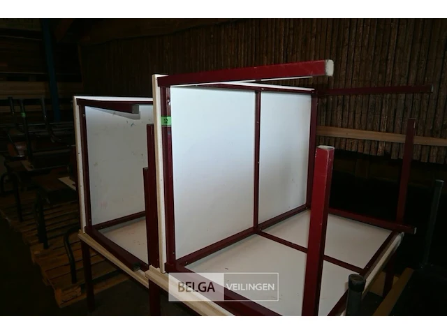 6 x metalen tafel met houten blad - afbeelding 5 van  5