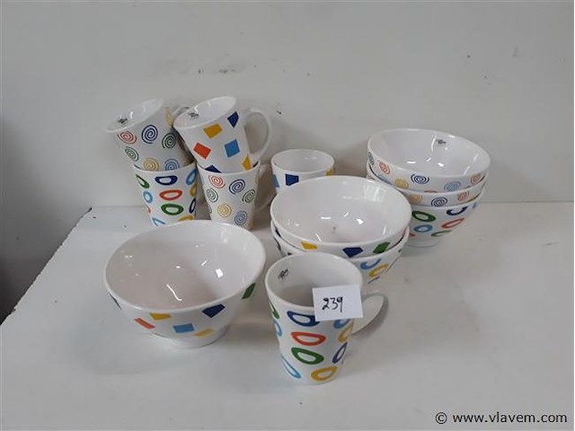 6 x ontbijtkom + 6 x koffiemok - afbeelding 1 van  2