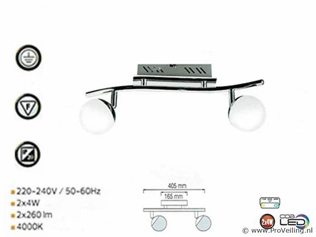 6 x plaled-meubel – 2 spots – hl7182l – 2 x 4w max – 4000k – neutraal wit – zilver - afbeelding 3 van  4