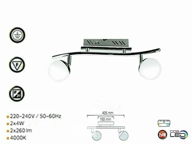 6 x plaled-meubel – 2 spots – hl7182l – 2 x 4w max – 4000k – neutraal wit – zilver - afbeelding 4 van  5