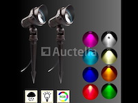 6 x rgb led-spot – ip54waterdicht – aluminium – ø60 mm – inclusief lamp - afbeelding 2 van  4