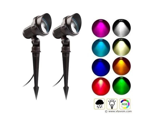 6 x rgb led-spot – ip54waterdicht – aluminium – ø60 mm – inclusief lamp - afbeelding 4 van  4