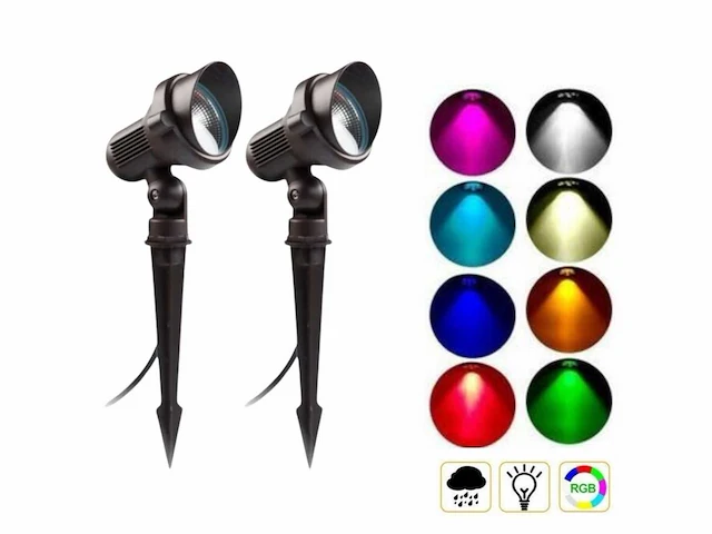 6 x rgb led-spot – ip54waterdicht – aluminium – ø60 mm – inclusief lamp - afbeelding 4 van  4