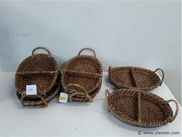 6 x rieten serveerschaal duo 23x17 cm - afbeelding 1 van  2