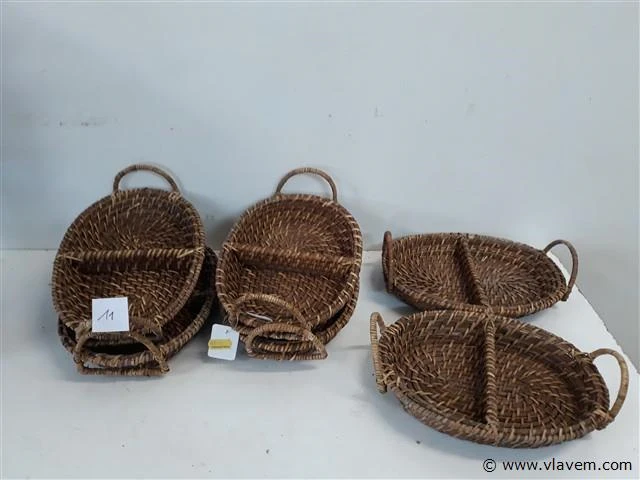 6 x rieten serveerschaal duo 23x17 cm - afbeelding 1 van  2