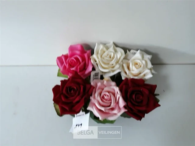 6 x roos in blad mix 8 cm - afbeelding 1 van  2