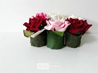 6 x roos in blad mix 8 cm - afbeelding 2 van  2