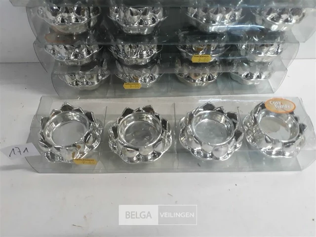 6 x t-lichthouder zilver 4 stuks 7,5 cm - afbeelding 1 van  3