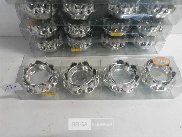 6 x t-lichthouder zilver 4 stuks 7,5 cm - afbeelding 2 van  3