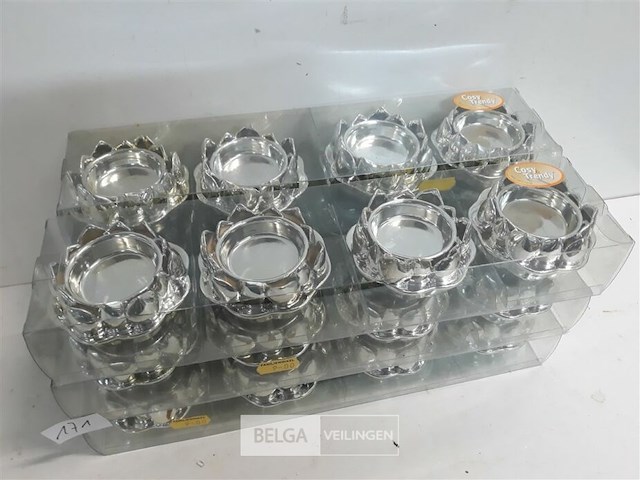 6 x t-lichthouder zilver 4 stuks 7,5 cm - afbeelding 3 van  3