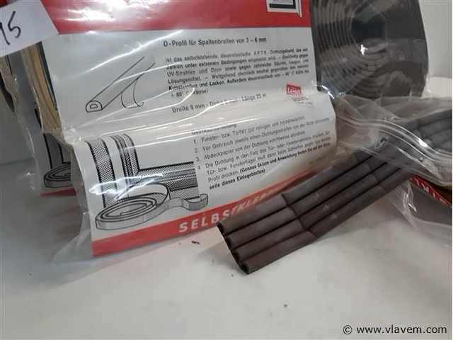6 x tochtband gummi 9x6mm x 25 m - afbeelding 2 van  2