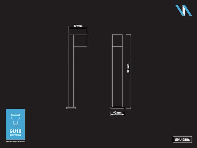 6 x tuinlamp rechthoekig gu10 fitting zand zwart waterdicht - afbeelding 4 van  4