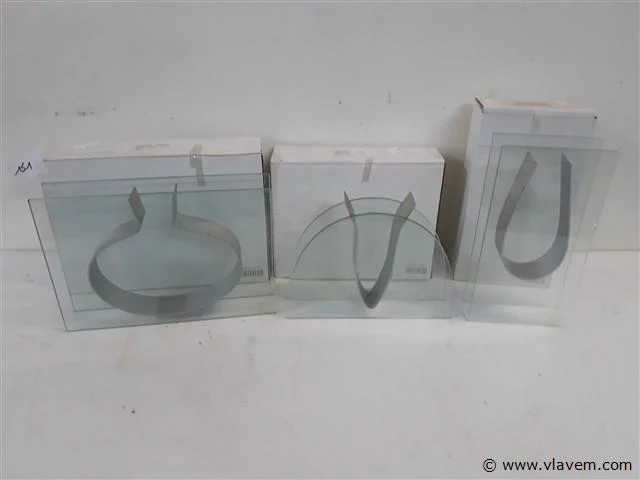 6 x vaas glas met metaal 3 assorti - afbeelding 1 van  2