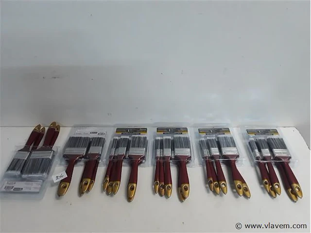 6 x verfborstel in set plat 5 delig - afbeelding 1 van  2