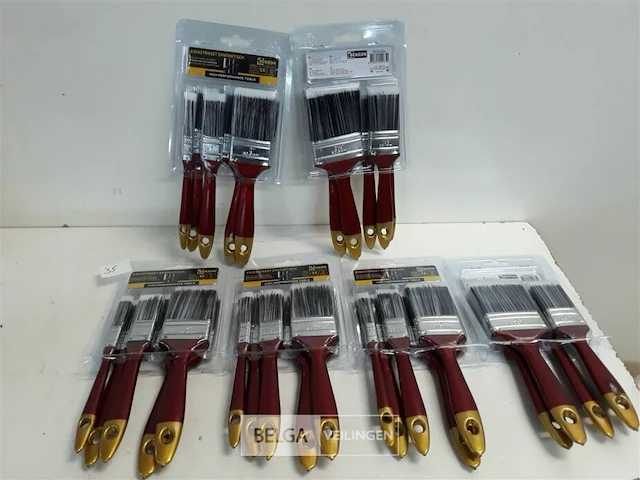 6 x verfborstel in set plat 5 delig - afbeelding 1 van  3