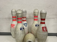 6 x vintage bowlingpins, wibc-abc 1 goedgekeurde pin - afbeelding 2 van  2