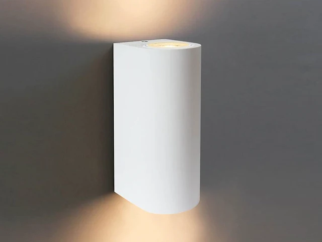 6 x wandlamp modern halfrond gu10 duo fitting zand wit waterdicht - afbeelding 1 van  4