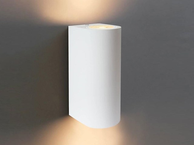 6 x wandlamp modern halfrond gu10 duo fitting zand wit waterdicht - afbeelding 1 van  4