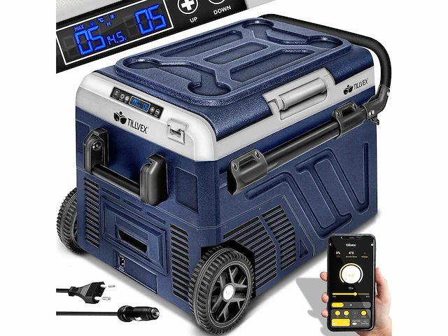 60 liter elektrische compressor koelbox / marineblauw | elektrische vriezer met app - afbeelding 1 van  7