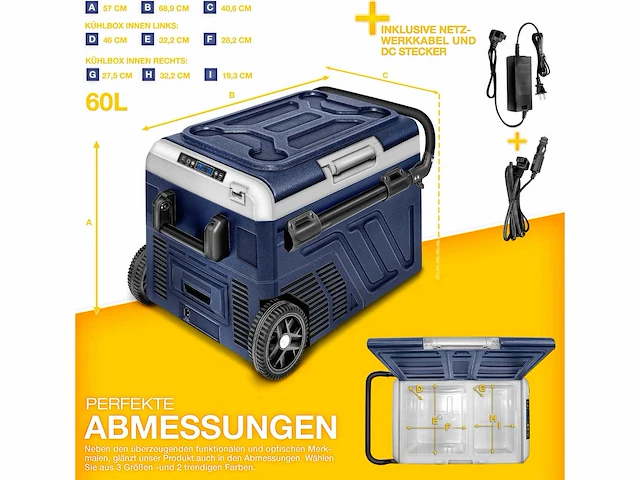 60 liter elektrische compressor koelbox / marineblauw | elektrische vriezer met app - afbeelding 2 van  7