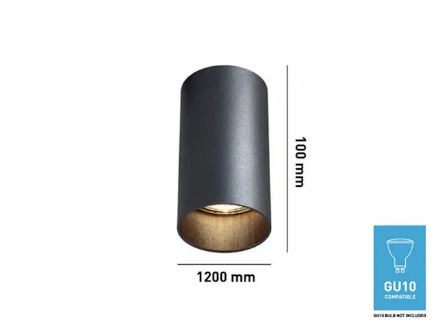 60 x gu10 opbouwspot armatuur dun cilinder zand zwart - afbeelding 2 van  2