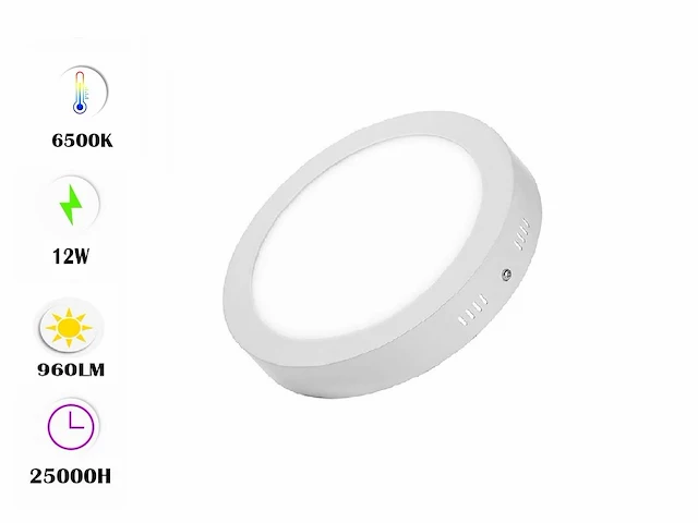 60 x led paneel 12w - led smd - opbouw - rond - 6500k (daglicht) - afbeelding 1 van  4