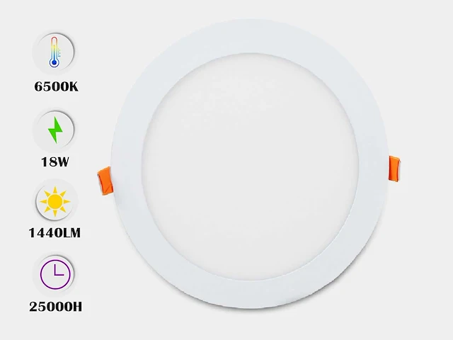 60 x led paneel 18w - led smd - inbouw - rond - 6500k (daglicht) - afbeelding 1 van  4