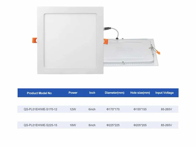 60 x led paneel 18w - led smd - inbouw - vierkant - 3000k (warm wit) - afbeelding 4 van  4