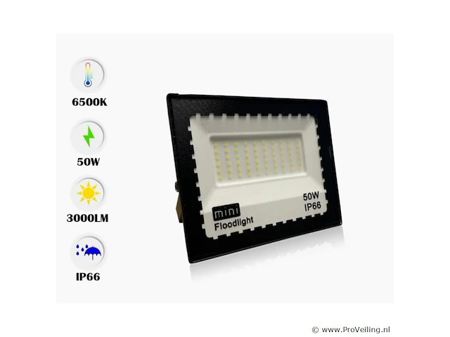 60 x led schijnwerper 50w mini – 6500k koud wit – ip65 – 4000 lm – smd - afbeelding 4 van  5