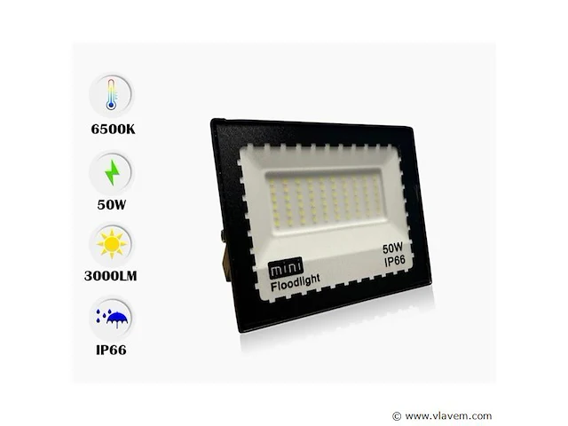 60 x led schijnwerper 50w mini – 6500k koud wit – ip65 – 4000 lm – smd - afbeelding 4 van  5