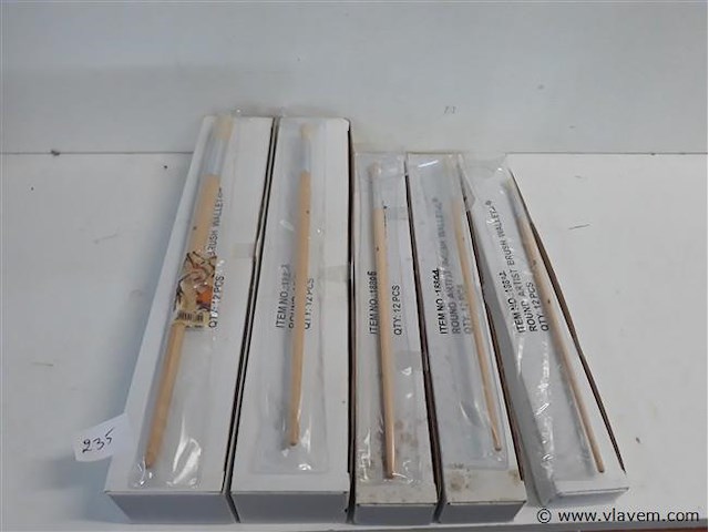 60 x penselen rond 12 x nr 2 -4 -6 – 8 -10 - afbeelding 1 van  2